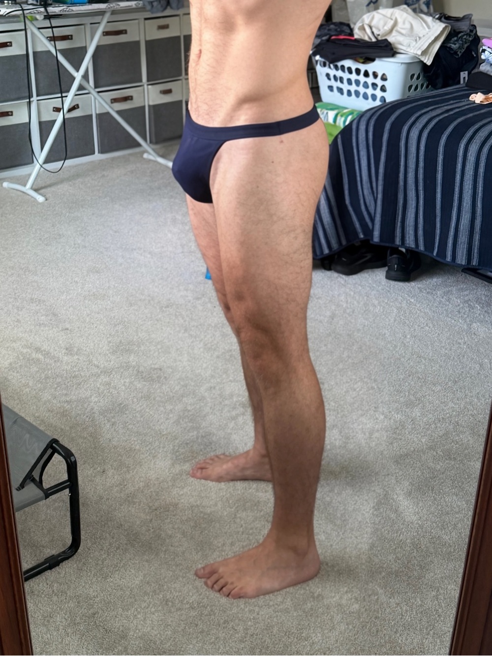 Men's Low-Rise Navy Blue Thong New Without Tags XL